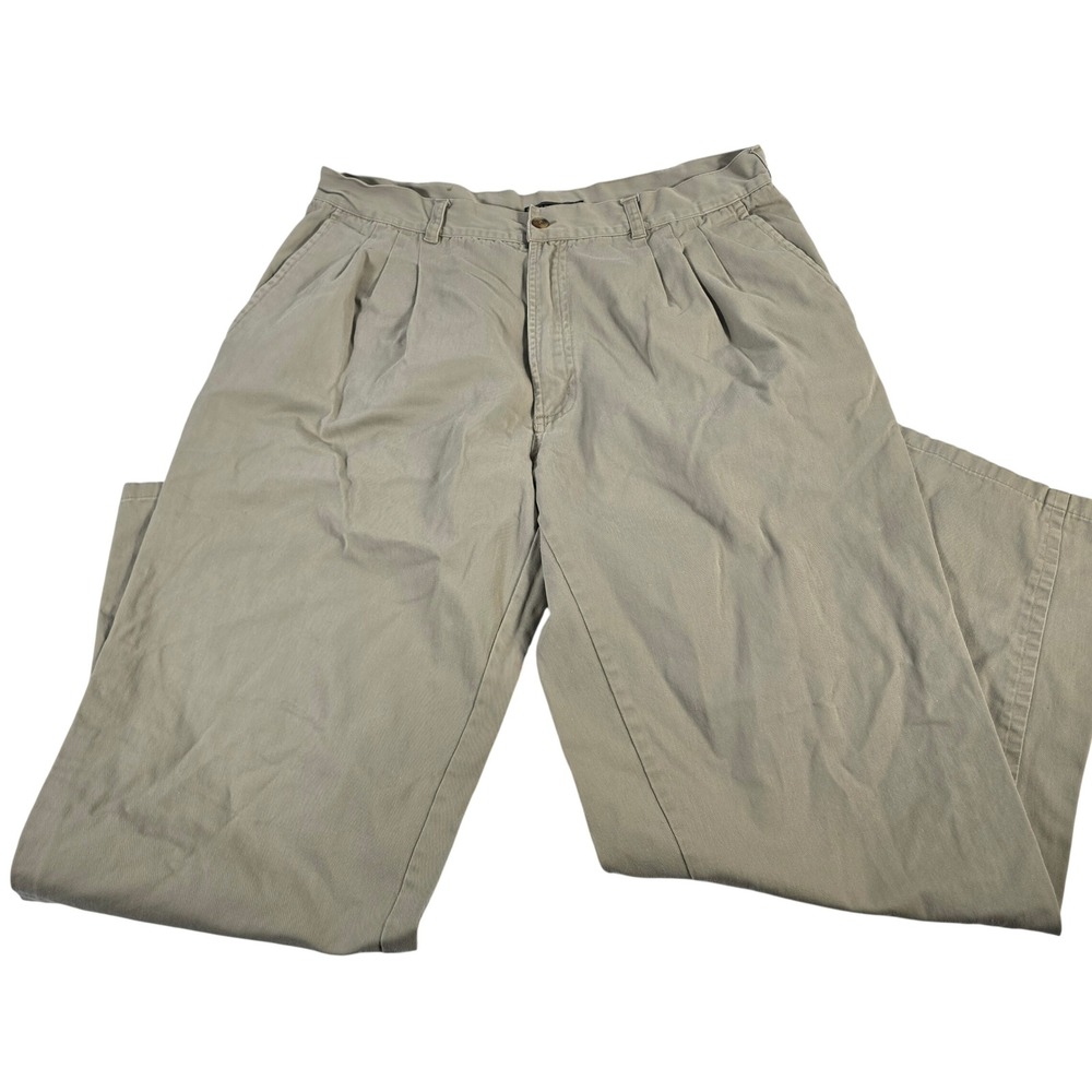 Bugle Boy Khakis Men's Comfort Fit Pleated‎ Casual Pants Tan 38x32